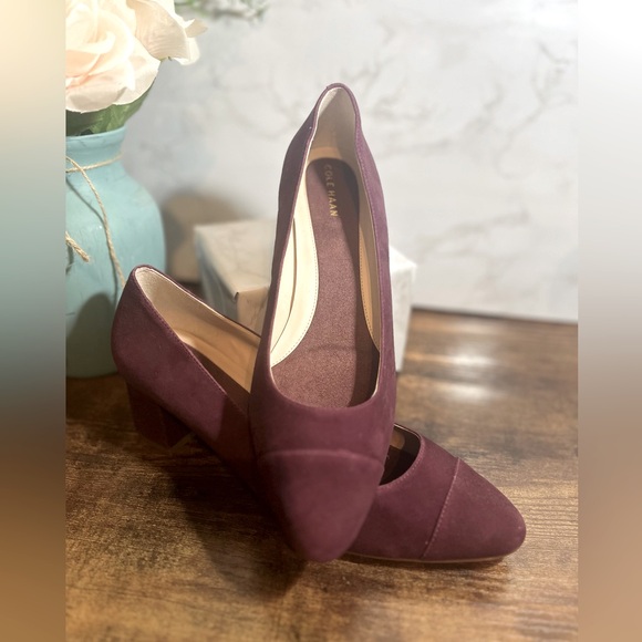 NWOT Cole Haan burgundy suede heels size 8 to 8 1/2 - Picture 1 of 10